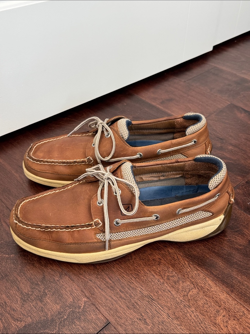 Sperry Top Sider Men’s Sailing Boating Tan Leather Shoes Non-Slip, size 11 wide